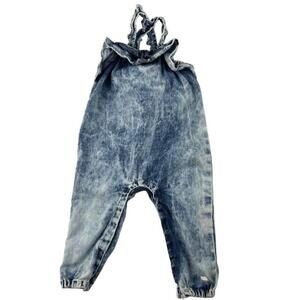 7 For All Mankind Overall Outfits Baby Girls 18M Blue Denim Acid Wash One Piece
